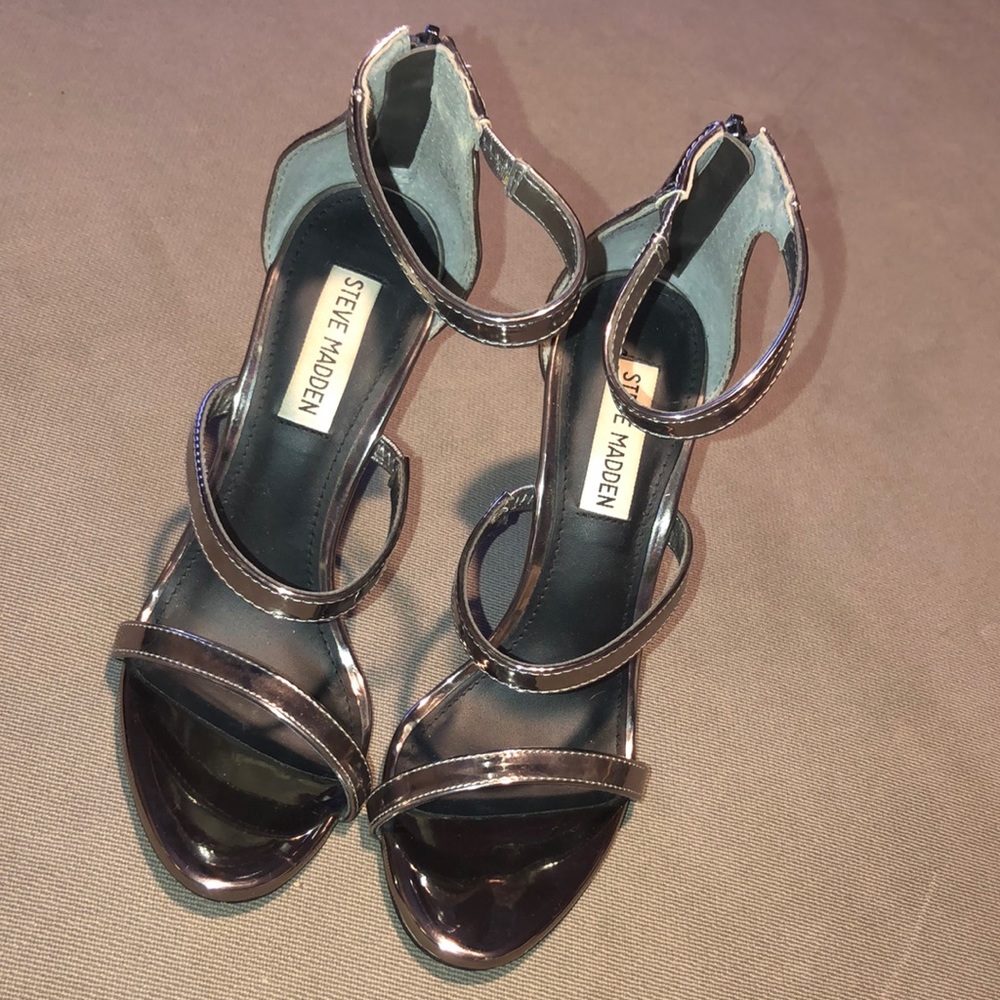 Steve Madden Pewter Metallic Feelya Heels Size 7M - Picture 3 of 8